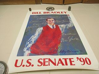 Vintage 1990 Bill Bradley Senate Campaign Poster By Leroy Neiman