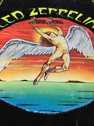 Vintage 1987 Led Zeppelin Swan Song Black Light Poster Velvet Distressed