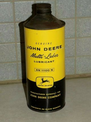 Aafa Vtg John Deere Multi - Luber Lubricant Cone Top Oil Can 4 - Legged Deer 32oz