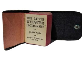 Antique The Little Webster Miniature Dictionary 18000 Words Leather Book