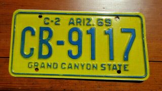 Vintage 1969 Arizona License Plate Tag Grand Canyon State Cb - 9117 C2 Ariz