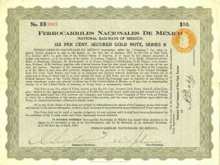 1914 National Railways Of Mexico - Ferrocarriles Nacional De México Gold Bond