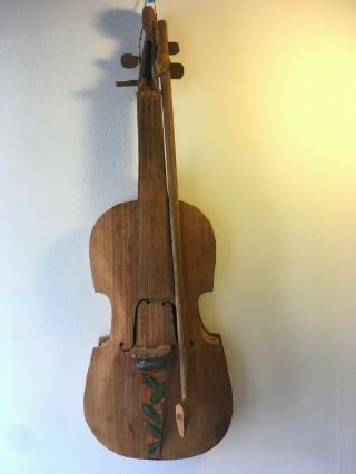 Antique Folk Art,  Hand Crafted Violin And Bow,  C.  1920s?