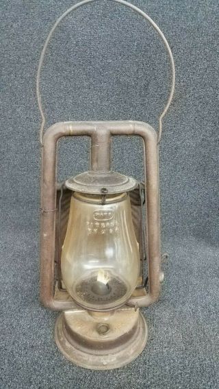 Antique C.  H.  Ham Mfg Co - No O Clipper W/shade Oil Lamp