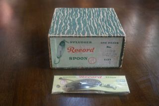 Vintage Pflueger Record Spoon Usa Fishing Lure Dealer Box Carton Size 4 - 9 Total