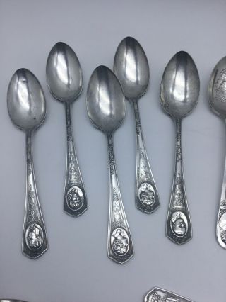 15 Vintage Silver Plate Spoons Silent Movie Star President State Cities Oneida 2