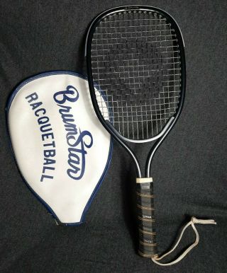 Vintage Leather Handled Spalding Racquetball Racquet W/ Brumstar Case