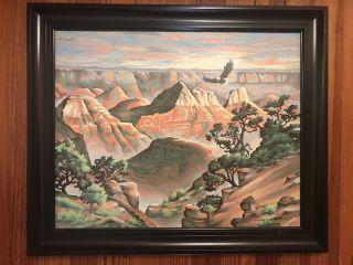 Vintage Paint By Number Pbn Landscape Grand Canyon American West Eagle