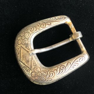 Vintage Sterling Silver Women’s Hand Engraved Western 3/4” Belt Buckle