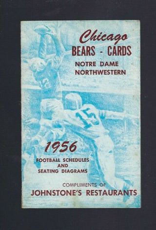 Vintage 1956 Nfl Chicago Bears / Notre Dame Irish Football Pocket Schedule
