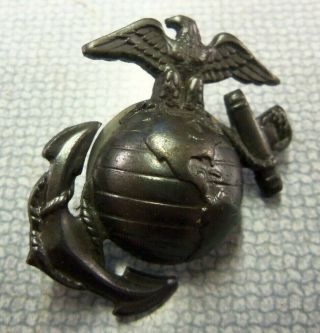 Vintage Marines Usmc Eagle&anchor Insignia Screw - Back Pin Metal Black