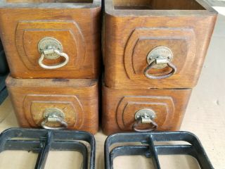 4 Vtg Standard Treadle Sewing Machine Drawers With Frame & Pulls