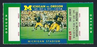 1973 Ncaa Oregon Ducks @ Michigan Wolverines Full Football Ticket