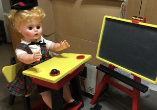 Vtg Reading Suzy Smart Doll School Desk Blackboard Easel Doll Legs