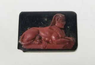 Antique Vintage Carved Cameo Pin Glass Stone Egyptian Revival Sphinx