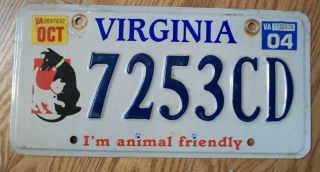Single Virginia License Plate - 2004 - 7253cd - I 