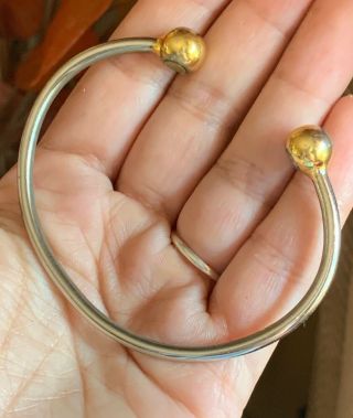 Vintage 24k Gp Gold And Silver Toned Cuff Bracelet Size 7.  5”