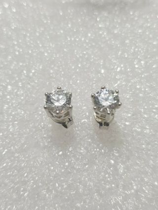 Gorgeous Sparkling Vintage White Topaz Stud Earrings 925 Solid Silver