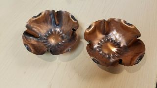 Gregorian Hammered Copper Tulip Bowls Set Of 2,  Home Decor,  Eclectic,  Vintage