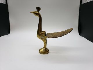 Vintage Art Deco Brass Peacock Paperweight 5 " Tall Hollywood Regency