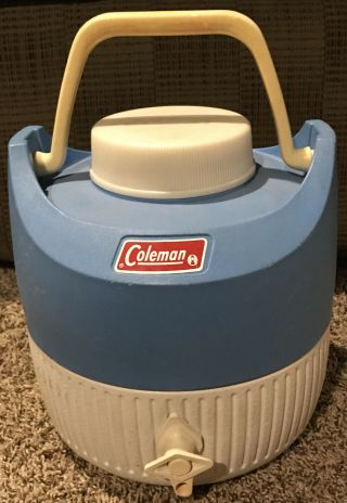 Vintage Coleman Water Beverage Jug Blue Plastic Cooler 2 Gallon
