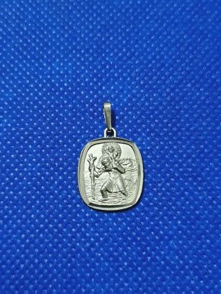 Gorgeous Vintage St.  Christopher & Baby Jesus Pendant 925 Solid Silver 2.  4g
