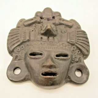Vintage Aztec Mayan Inca Mexican Clay Pottery Folk Art Mask Wall Hanging