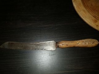 Vintage Hand Carved Bread Board Bread Knife