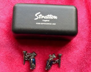 Vintage Golf Bag And Tee Cufflinks By Stratton Of London,  In The Box.