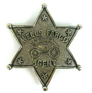 Vintage Wells Fargo Agent Star Badge Silver Tone Brooch Pin 2.  5 Inch
