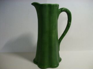 EARLY 1900 WELLER OHIO POTTERY ARTS CRAFTS MATTE GREEN PITCHER VASE EWER NOUVEAU 2