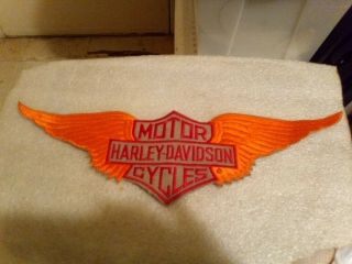 Embroidered Harley - Davidson Motorcycles Jacket Patch 16 1/2 " X 4 5/8 " Orange