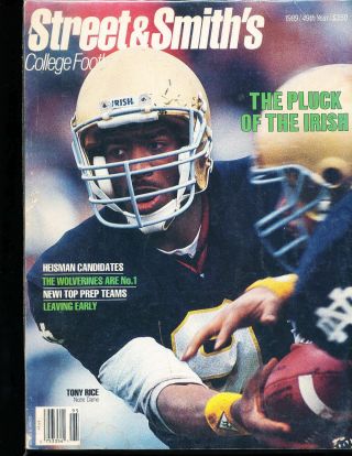 1989 Tony Rice Notre Dame Street & Smith College Football Annual Guide Bxss1