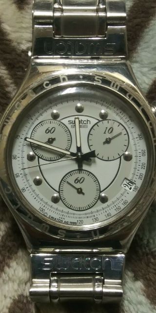 Vintage Swatch Irony Chronograph Four Jewels Swiss Made Watch.