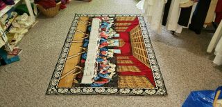 74” X 49 " Large Last Supper Jesus Tapestry Rug Wall Hanging From Church Storage