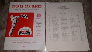 1964 Connellsville Pa Northeast Division Sports Car Races Program