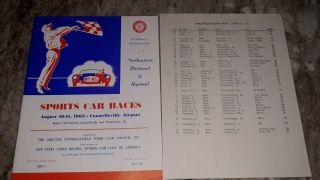 1963 Connellsville Pa Northeast Division Sports Car Races Program