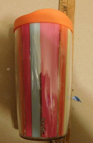 Vintage Tervis Tumbler Plastic Cup With Lid Colorful Orange Blue Yellow Pink