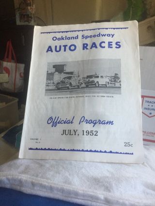 1952 Oakland Speedway Auto Races Official Program
