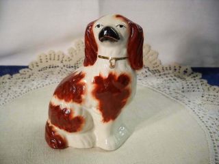 Antique English Staffordshire Dog Rust King Charles Cavalier Spaniel Figurine