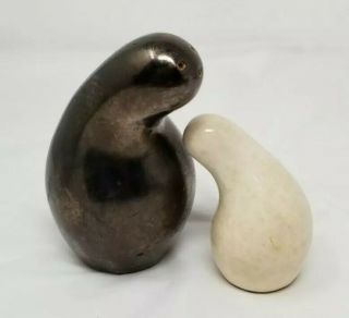 Vintage Mid Century Modern Abstract Salt And Pepper Shakers - gray and white 2
