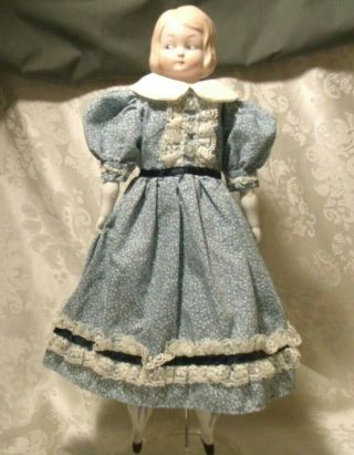 Antique 14” German Parian Doll,  Sawdust Filled Body