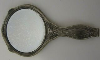 Antique Sterling Silver Hand Mirror 9 - 1/2 " X 5 - 1/4 "