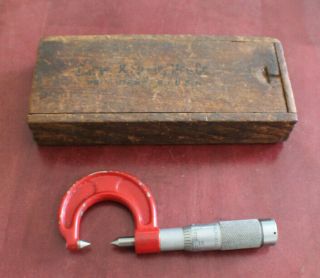 Vintage Brown & Sharpe Mfg Co Micrometer Made In Usa 0 - 1  With Wooden Box