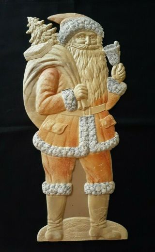 Antique German Standing Embossed Cardboard Santa Claus Display (15 ") - Germany
