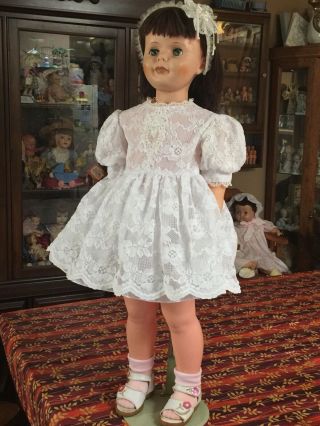 Vintage 35” Uneeda Playpal Friend /beautiful/martha’s Miniatures Lace Dress