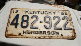 1962 Kentucky License Plate