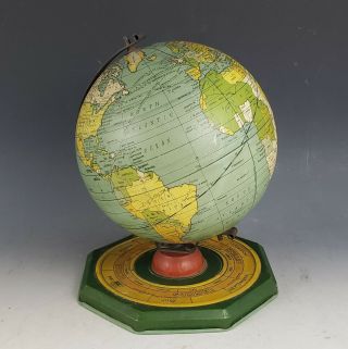 Antique J Chein Tin Lithograph Desktop Globe W/zodiac