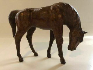Vintage Mid Century Modern Leather Wrapped Horse Sculpture w/ Glass Eyes 2