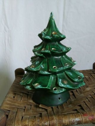Vintage Ceramic Christmas Tree Unknown Maker 10 " Tall Tree Only With Base